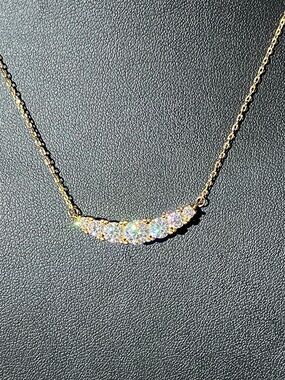 2.6CT Gold over 925 Curved Moissanite Bar Necklace 6 Stones